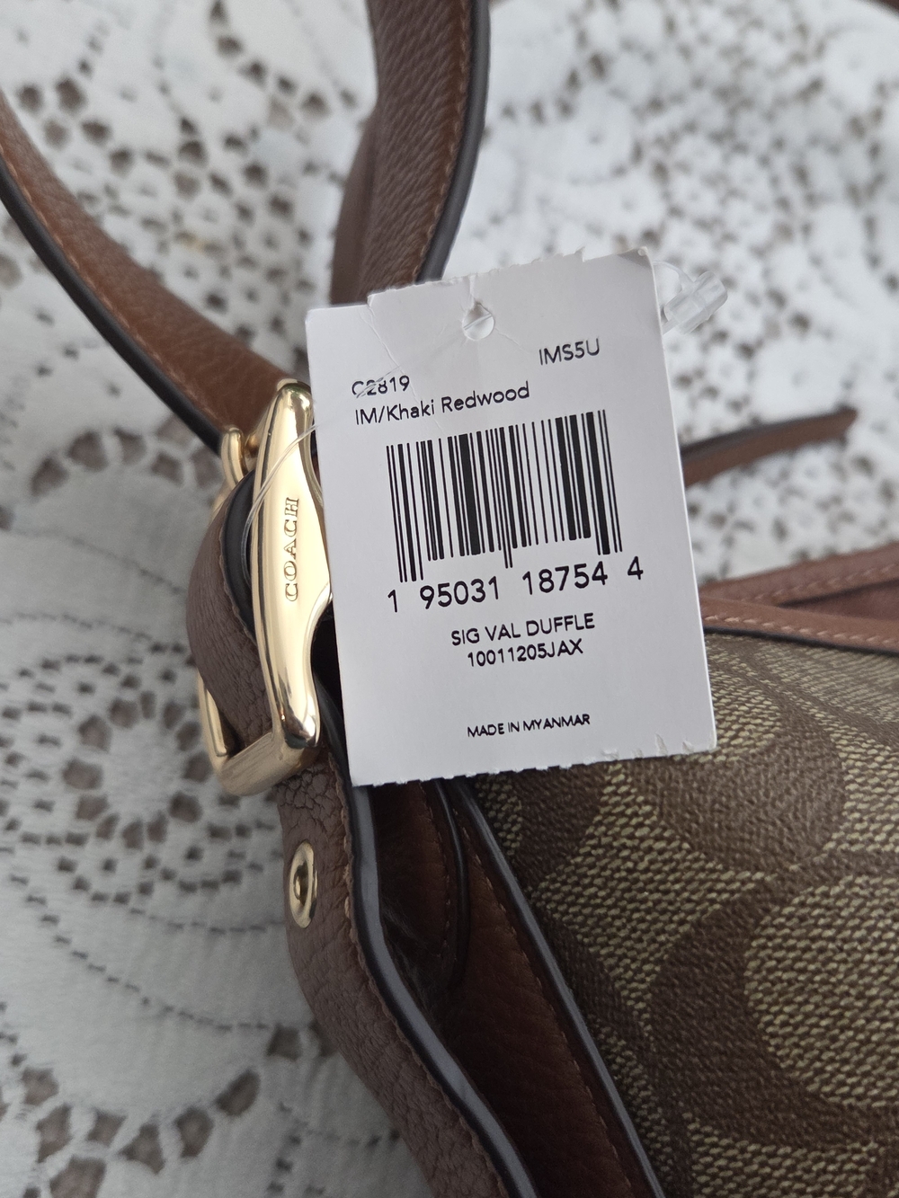 Coach Val Duffle Brown Signature Canvas Leather Crossbody Bag- C2819 - Picture 7 of 8